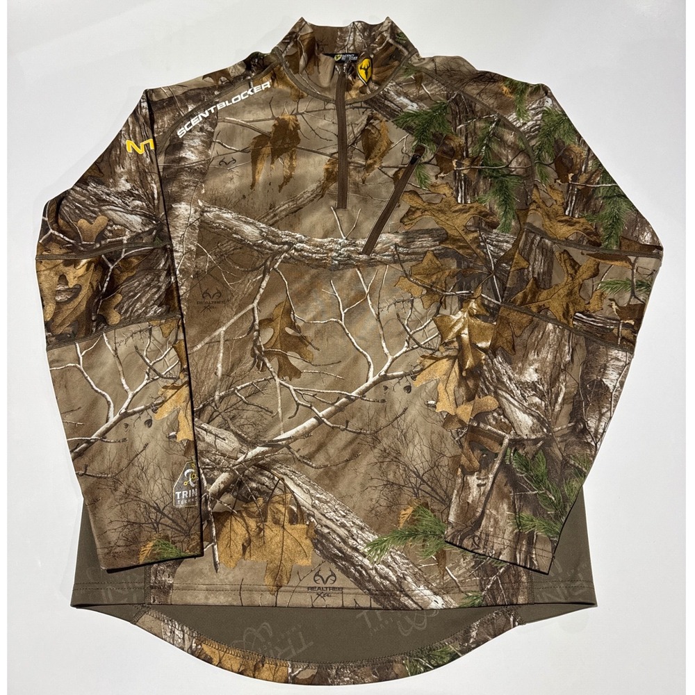ScentBlocker Hunting Pullover Quarter Zip Camo Scent Control Long Sleeve M